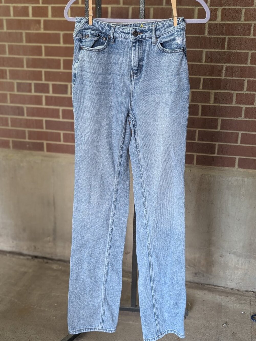 Women's Ultra High Rise Ankle Jeans W25x32L Light Wash 100% Cotton Straight Leg